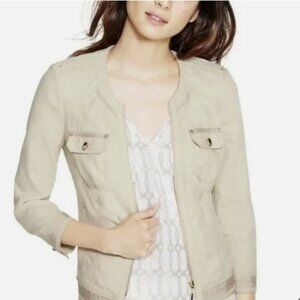 NWT White House Black Market 3/4 Sleeve Utility Linen Jacket